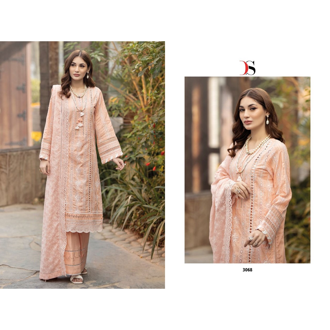 Diora Heavy Butterfly Net With Embroidered Chikankari Designer Suit Sky  Color DN 224